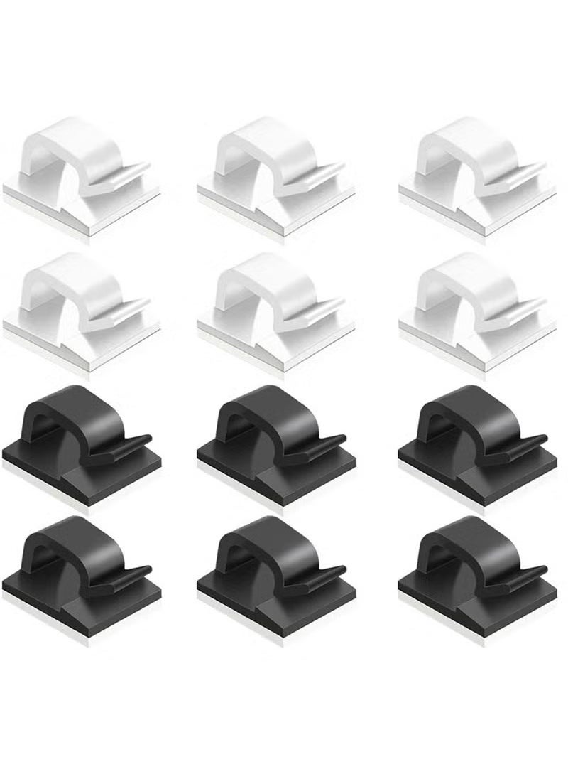 Generic 100 Pcs Adhesive Cable Clips, Plastic Cable Cord Organizers Cable Storage Management Clip for Home Office - Black, White  - Image 1