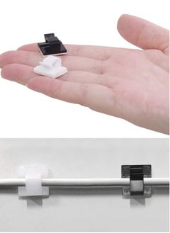 Generic 100 Pcs Adhesive Cable Clips, Plastic Cable Cord Organizers Cable Storage Management Clip for Home Office - Black, White  - Image 2