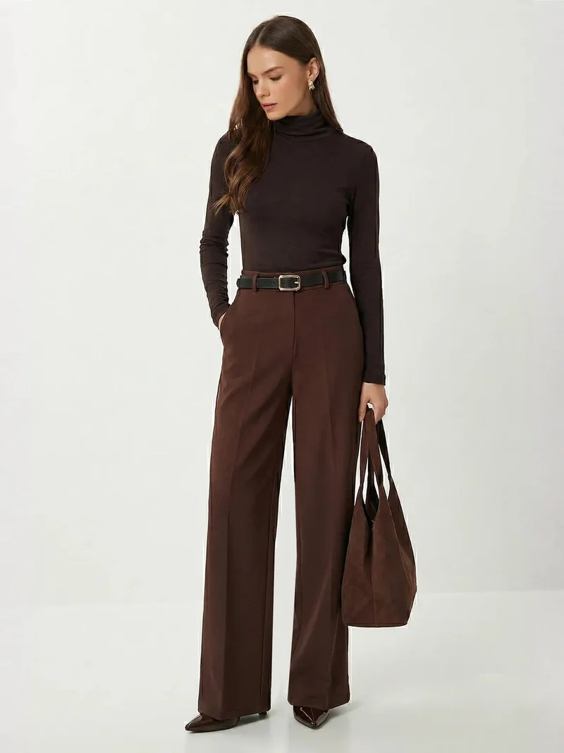Happiness İstanbul ISTANBUL High Waist Wide Leg Trousers with Belt