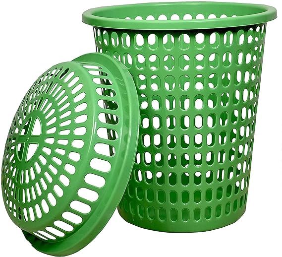 NADEEM'S World Plastic Big Laundry Basket for Clothes with Lid, 17x17x21 inches (43x43x53 cm), 50L, Multicolour, 1 Piece - Image 3