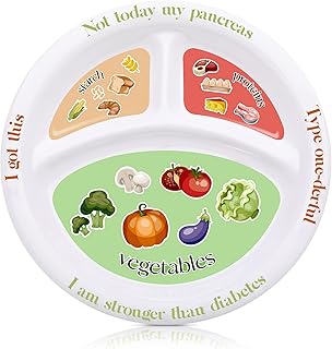 Eaasty Diabetic Portion Control Plate Melamine Divided Plates for Adults with Protein, Carbs and Vegetables Diet Plate - Image 1