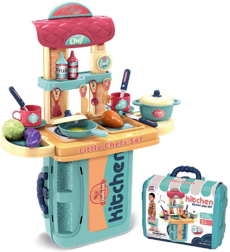 Magicwand ABS Plastic Pretend Play Carry Along 3-in-1 Kitchen Set Box Case【21 Pcs】【(Green】【3 Yrs & Up】【Pack of 1 】【Multi-Colored】 - Image 5