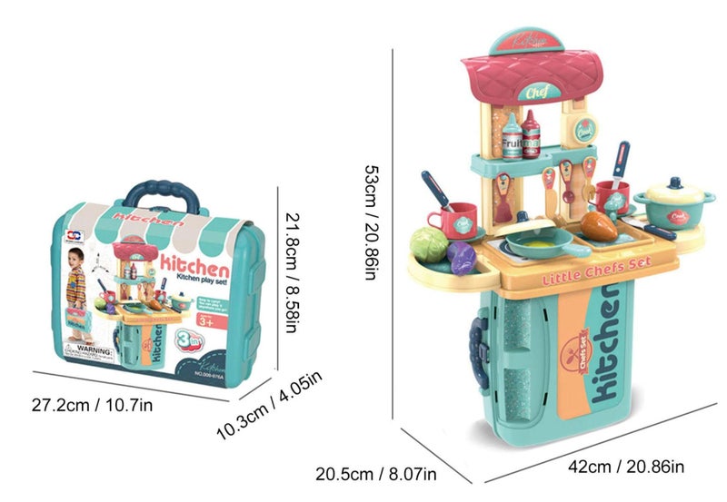 Magicwand ABS Plastic Pretend Play Carry Along 3-in-1 Kitchen Set Box Case【21 Pcs】【(Green】【3 Yrs & Up】【Pack of 1 】【Multi-Colored】 - Image 2