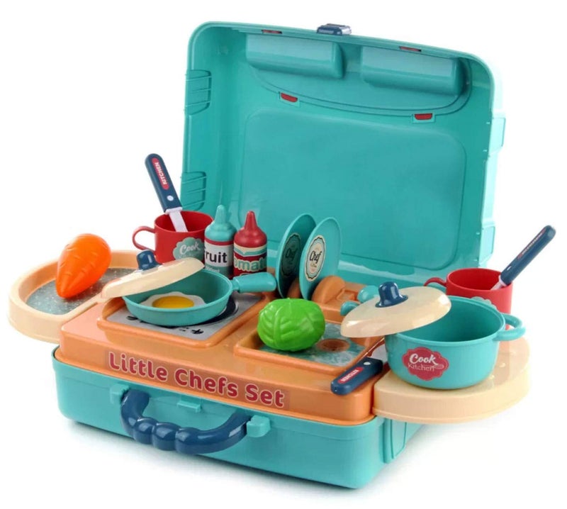 Magicwand ABS Plastic Pretend Play Carry Along 3-in-1 Kitchen Set Box Case【21 Pcs】【(Green】【3 Yrs & Up】【Pack of 1 】【Multi-Colored】 - Image 4