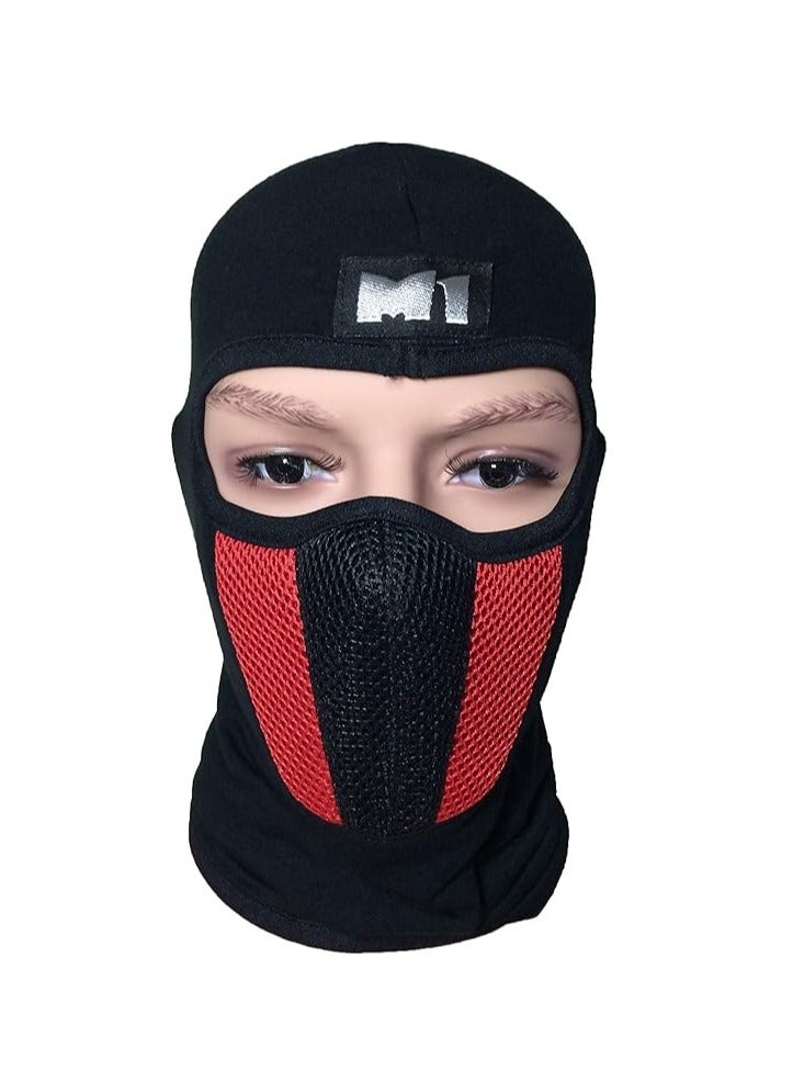 Generic Rider Full Helmet Face Mask | Full Face Cover Balaclava Protection Filter Plain Full Face Mask - Red  - Image 1