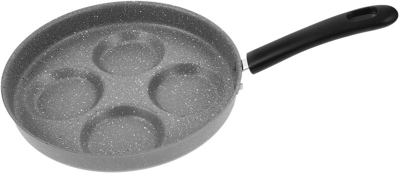 Nonstick 24cm Egg Frying Pan 4-hole Breakfast Pan Small Pancake Skillet Gray Multifunctional Omelet Cooker for Home Kitchen - Image 1