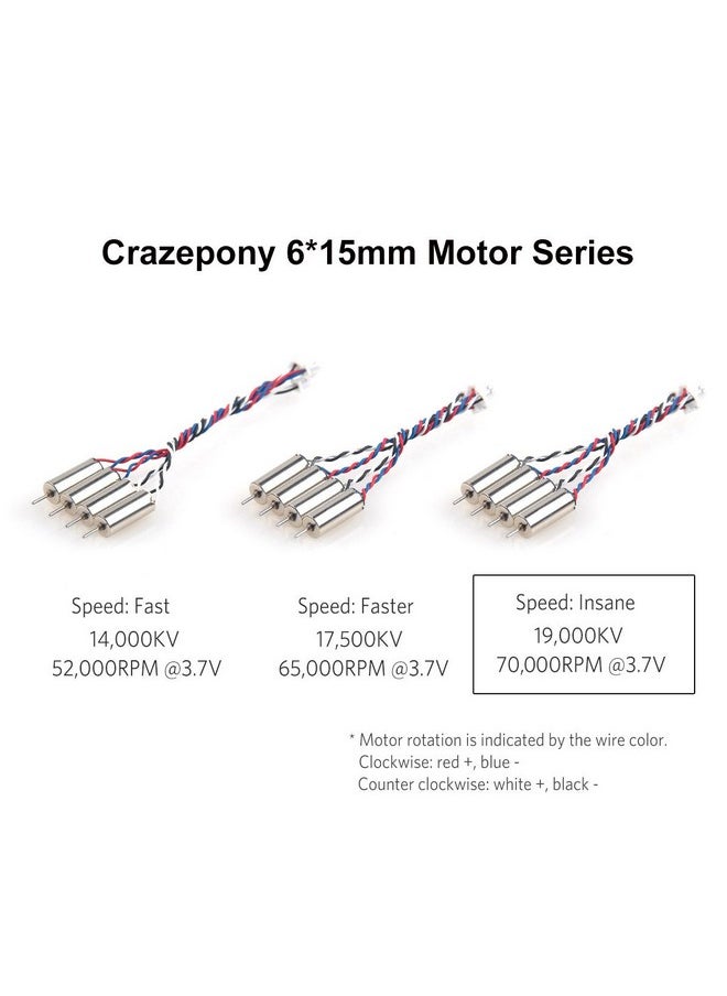 كريزبوني 4 قطع محرك 6X15 مم (سرعة: مجنونة) 19000 كيلو فولت لشفرة Inductrix Tiny Whoop Micro Jst 1.25 Plug  - Image 3