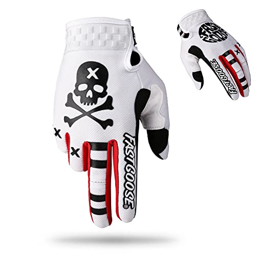 FASTGOOSE Dirt Bike Motorcycle Gloves - Motocross Motorbike Riding ATV MX MTB Off Road Racing Sports Cycling (White, Small) - Image 1
