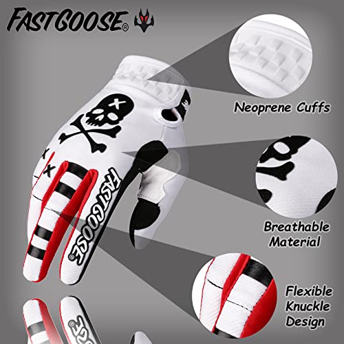 FASTGOOSE Dirt Bike Motorcycle Gloves - Motocross Motorbike Riding ATV MX MTB Off Road Racing Sports Cycling (White, Small) - Image 2