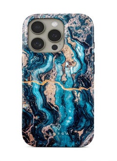 BURGA BURGA Phone Case Compatible with iPhone 16 PRO MAX Hybrid 2-Layer Silicone Protective Case Crystal Blue Teal Turquoise Marble Cover  - Image 1