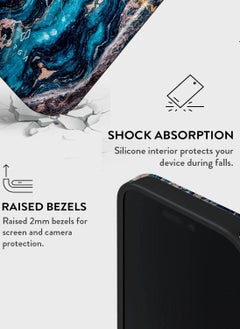 BURGA BURGA Phone Case Compatible with iPhone 16 PRO MAX Hybrid 2-Layer Silicone Protective Case Crystal Blue Teal Turquoise Marble Cover  - Image 4