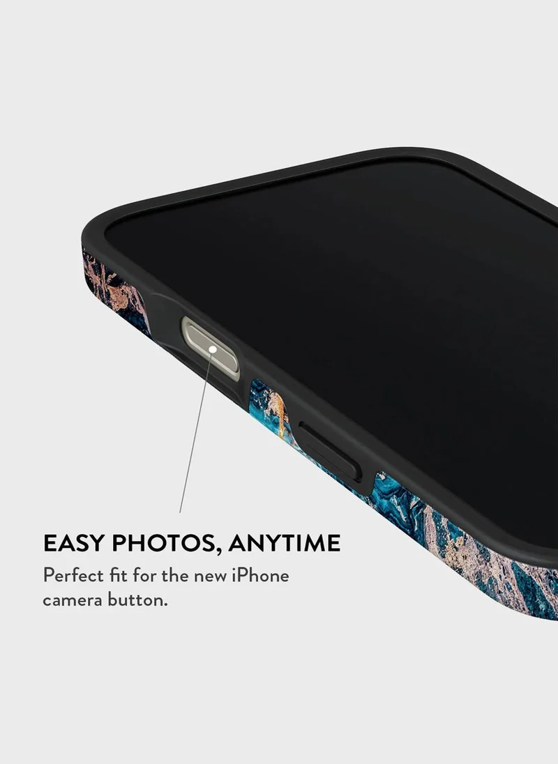 بورجا حافظة هاتف BURGA متوافقة مع iPhone 16 PRO MAX - هيكل صلب هجين مكون من طبقتين + حافظة واقية من السيليكون - رخام أزرق مخضر فيروزي - غطاء مقاوم للخدش ومقاوم للصدمات