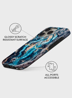 BURGA BURGA Phone Case Compatible with iPhone 16 PRO MAX Hybrid 2-Layer Silicone Protective Case Crystal Blue Teal Turquoise Marble Cover  - Image 3