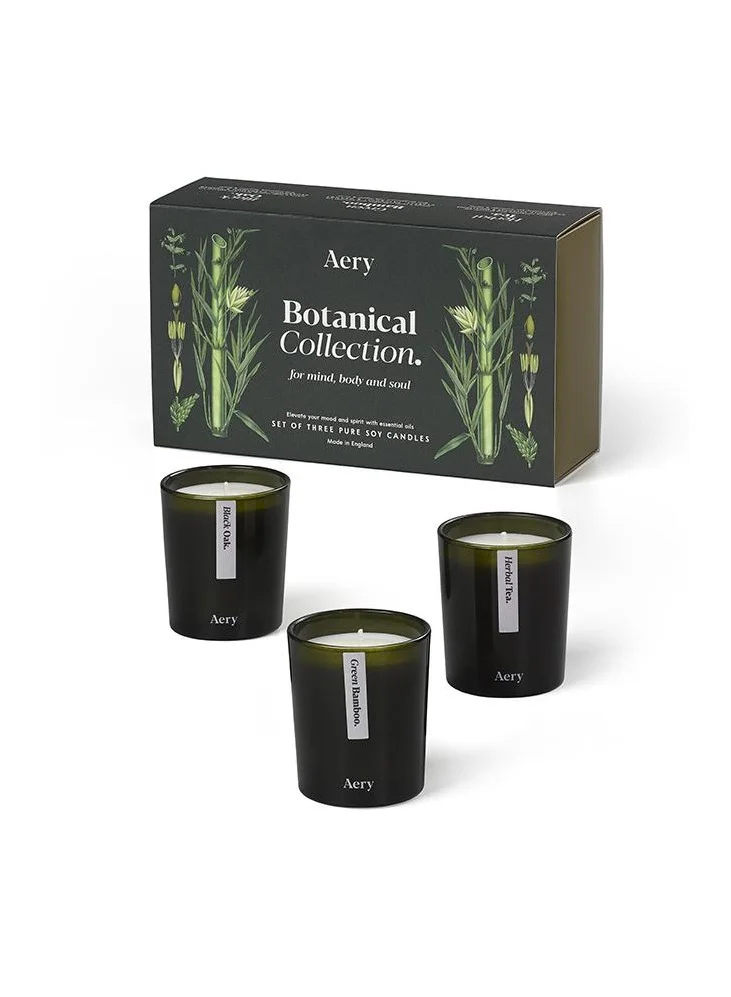 Aery Living Aery Living Botanical Green 3 x Candle Set Black 23.5 x 13.5 x 7.5cmcm