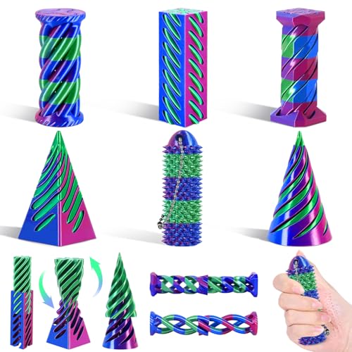 comwish Spiral Cone Fidget Toy Little Ouchies 3D Printed Fidget Toys for Stress Relief Focus Tool Impossible Cone Pyramid Passthrough Fidget Toy for Valentines Day Gifts for Kids and Adults - Image 1