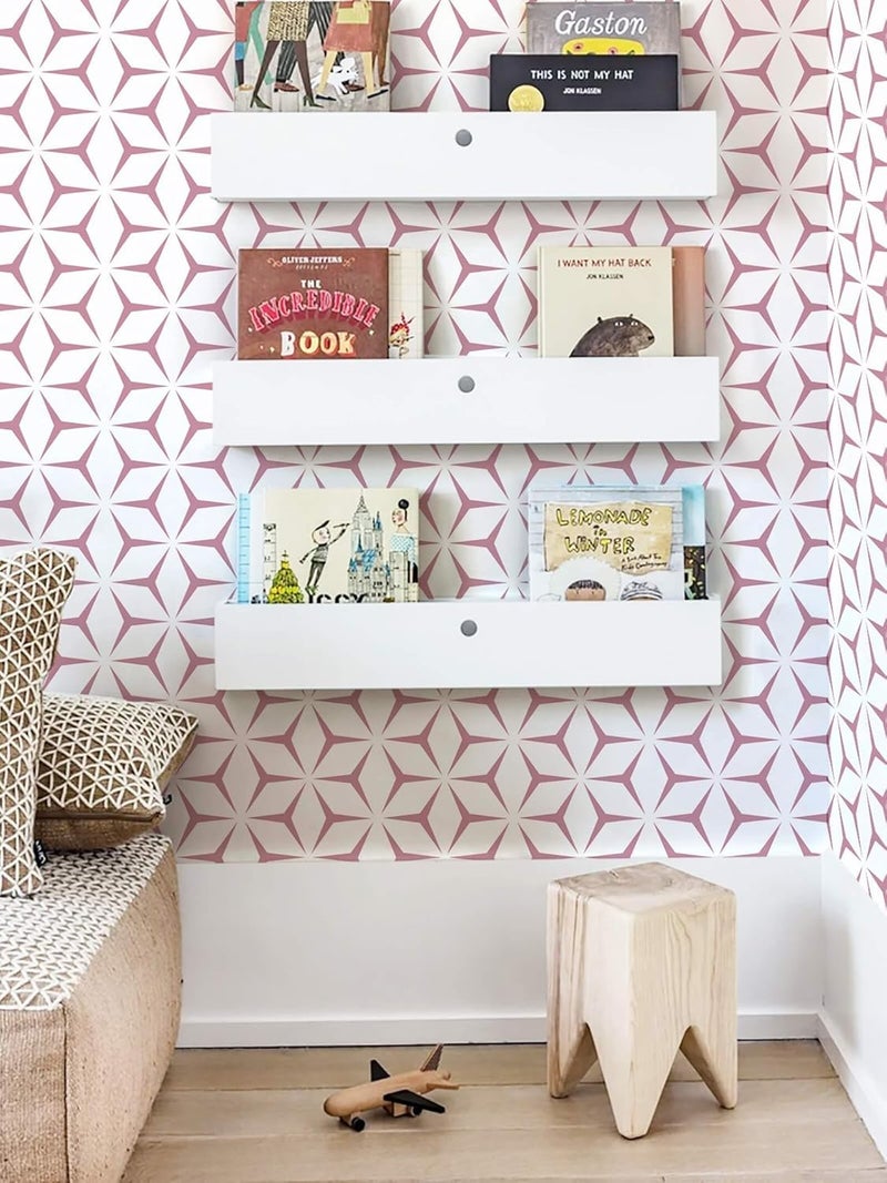 TEKCOOL Wall Paper Peel and Stick Modern Red Wallpaper Peel and Stick Boho Geometric Red Contact Paper for Cabinets and Drawers Renter Friendly Self-Adhesive Removable Waterproof 17.7” x 118” - Image 2