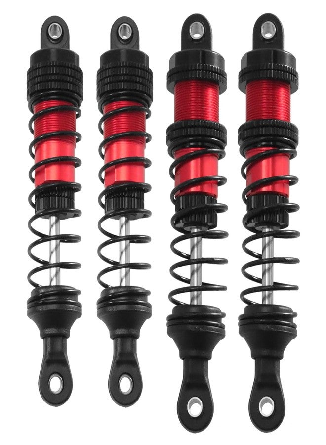 QOZAU 77mm/80mm 4pcs Shocks Aluminum Oil Shock Absorber Set for 1/12 1/14 1/16 RC Cars - Compatible with WLtoys 144001, 124019, MJX 16208, H16BM,HBX (Red) - Image 1