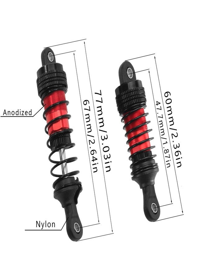 QOZAU 77mm/80mm 4pcs Shocks Aluminum Oil Shock Absorber Set for 1/12 1/14 1/16 RC Cars - Compatible with WLtoys 144001, 124019, MJX 16208, H16BM,HBX (Red) - Image 4