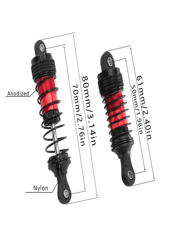 QOZAU 77mm/80mm 4pcs Shocks Aluminum Oil Shock Absorber Set for 1/12 1/14 1/16 RC Cars - Compatible with WLtoys 144001, 124019, MJX 16208, H16BM,HBX (Red) - Image 5