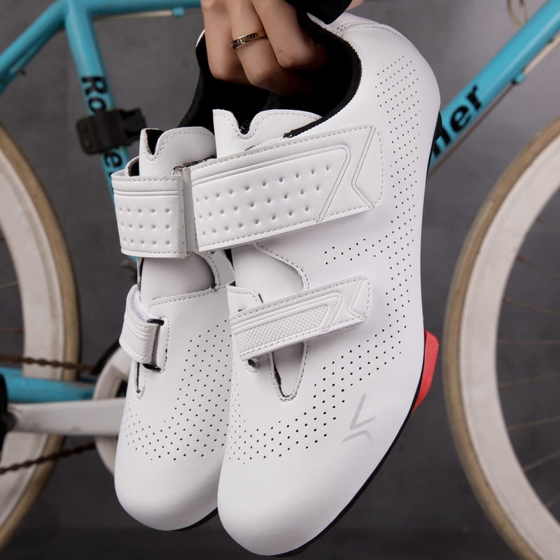 ULTIANT Mens Womens Cycling Shoes Compatible with Peloton Road Bike Riding Bicycle Pre-Installed Delta Cleats(2_White,46) - Image 2