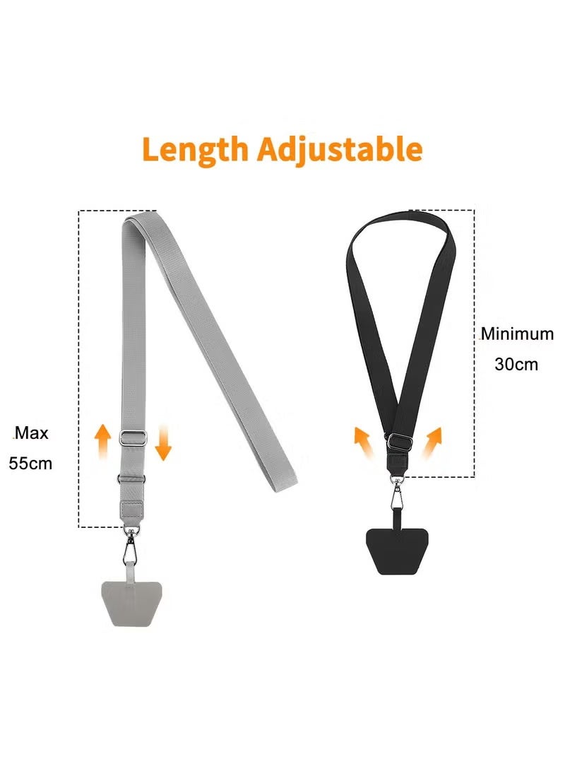 2-Pack Adjustable Phone Lanyard with Patches, Universal Neck Strap Compatible with Most Smartphones, Hands-Free Carrying for Daily Use and Travel (Black/Gray) - Image 4