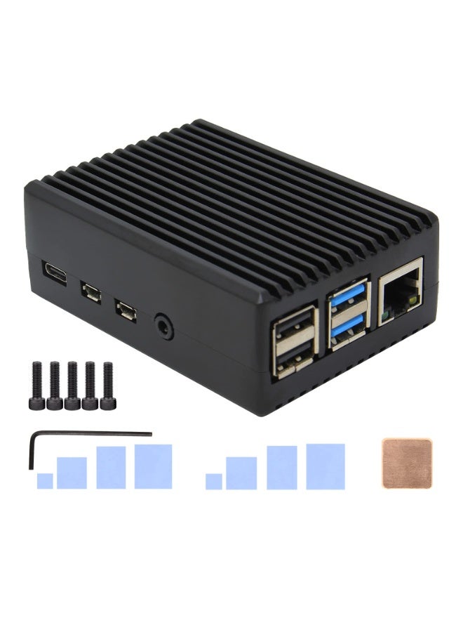 علبة تبريد سلبية من الألومنيوم لجهاز Raspberry Pi 4 Model B، أسود - Image 1