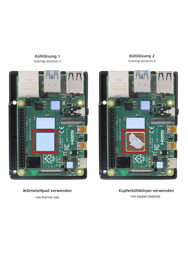علبة تبريد سلبية من الألومنيوم لجهاز Raspberry Pi 4 Model B، أسود - Image 4