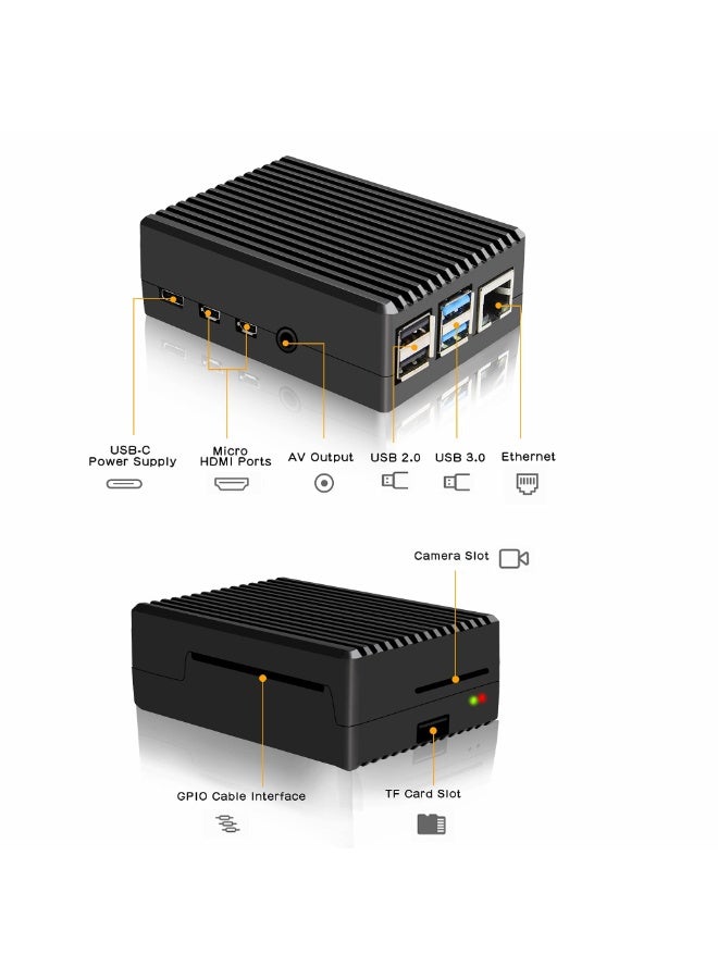 علبة تبريد سلبية من الألومنيوم لجهاز Raspberry Pi 4 Model B، أسود - Image 2