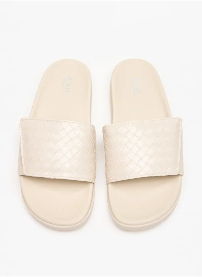 Aqua Women's Weave Textured Slip-On Slides