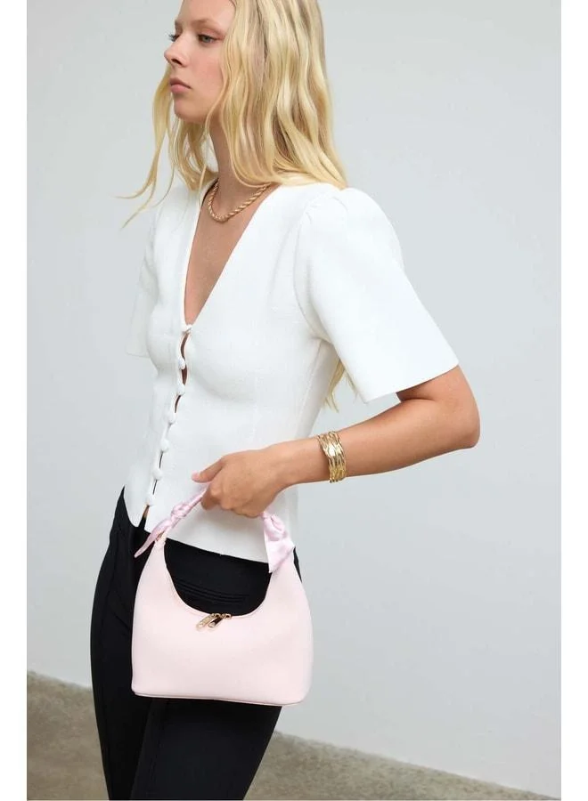 Shule Bags  Laguna Scarf Detailed Handheld and Crossbody Bag in Powder Pink. for Women | Best Price UAE