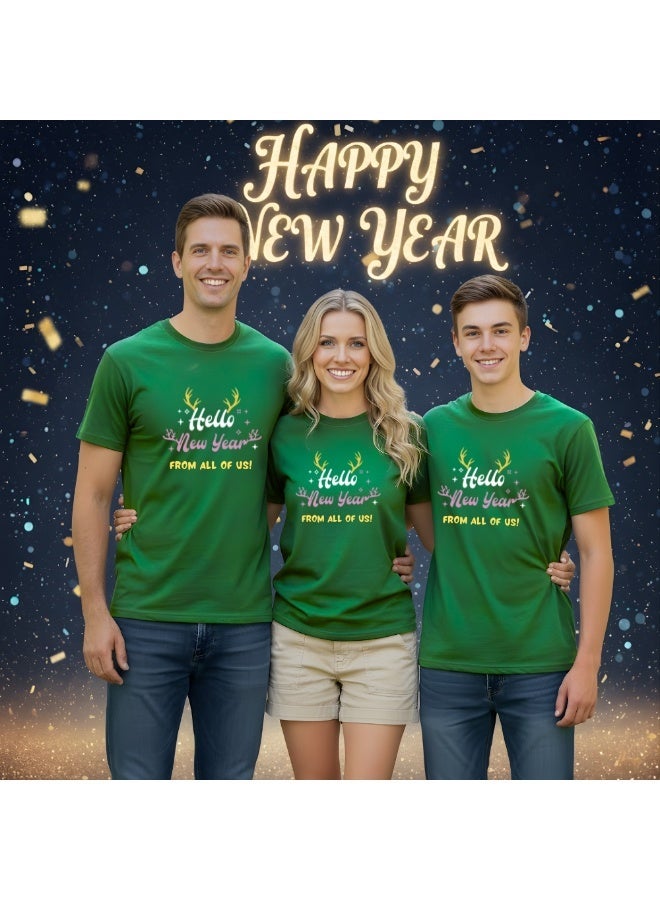 برينت شوب فور مي طقم تيشيرتات عائلية متناسقة للعام الجديد للرجال والنساء والأطفال | ملابس احتفالية للحفلات، وجلسات التصوير، والتجمعات المنزلية، وفعاليات العد التنازلي - Image 2