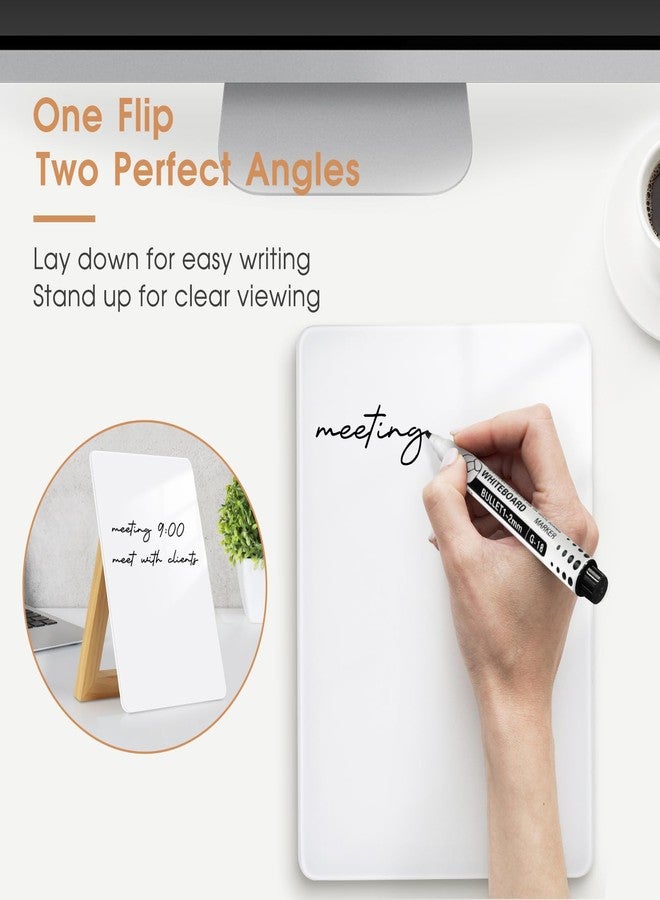 QUEENLINK Desktop Glass Dry Erase Board, Small Glass Whiteboard with Adjustable Wood Stand - Reusable Desk Notepad 9.5" x 6.7" for Home Office - Image 2