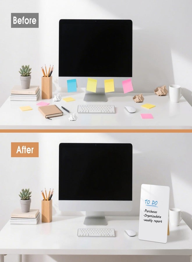 QUEENLINK Desktop Glass Dry Erase Board, Small Glass Whiteboard with Adjustable Wood Stand - Reusable Desk Notepad 9.5" x 6.7" for Home Office - Image 3