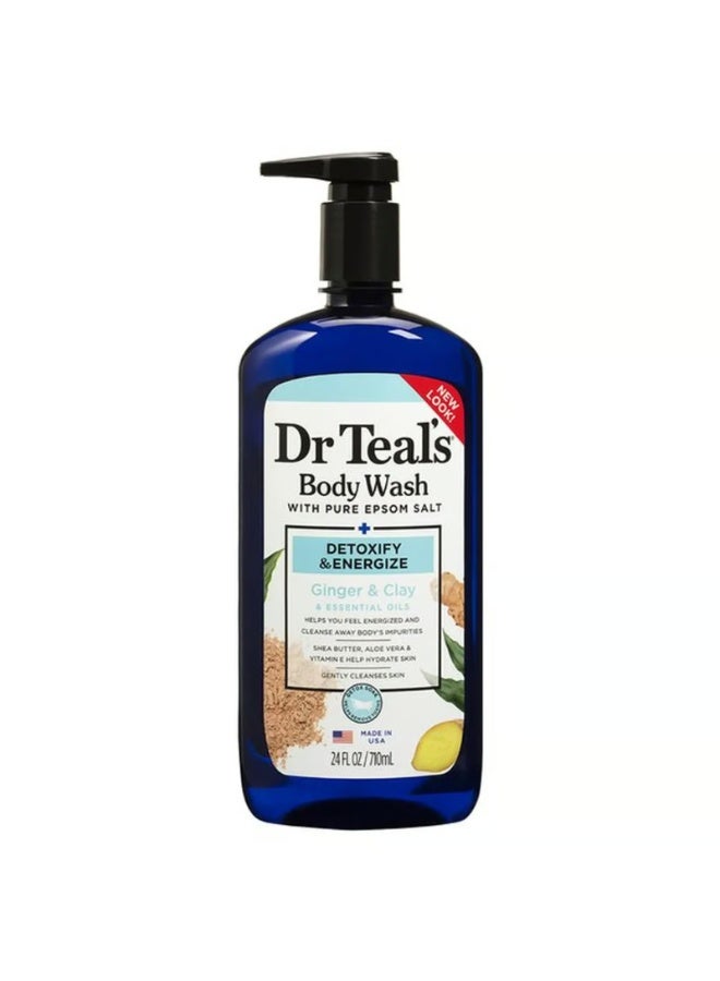 Dr. Teals Pure Epsom Salt Body Wash, Detoxify & Energize 24oz - Image 1
