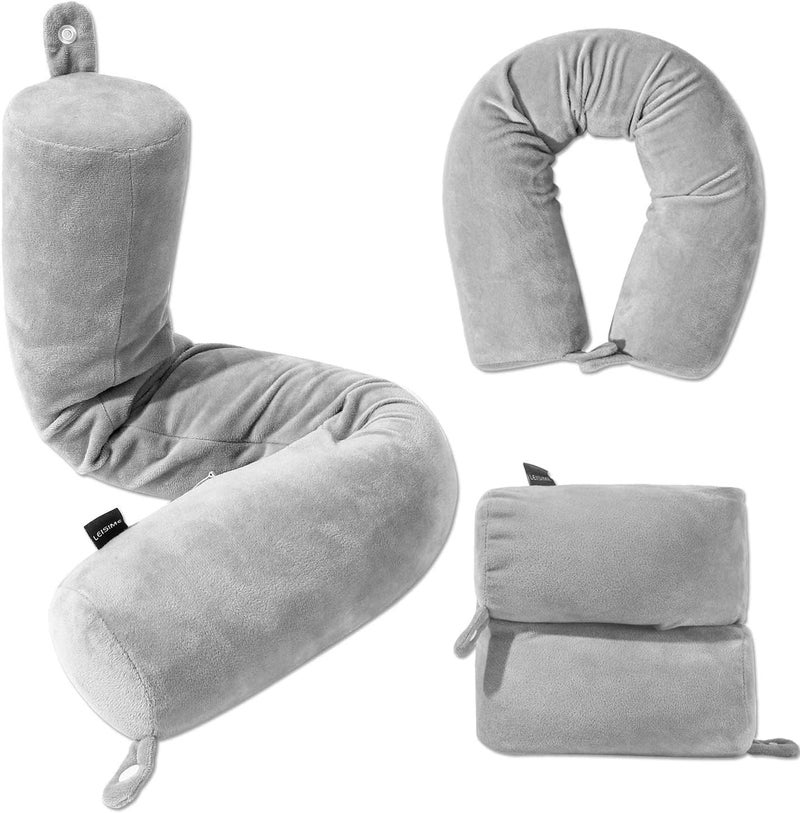 RudraLand RudraLand Twist Memory Foam Travel Pillow Neck Lumbar and Leg Support for Travling on Airplane Train Bus or at HomeAdjustable Bendable Roll Pillow with Washable Soft Cover - Image 1
