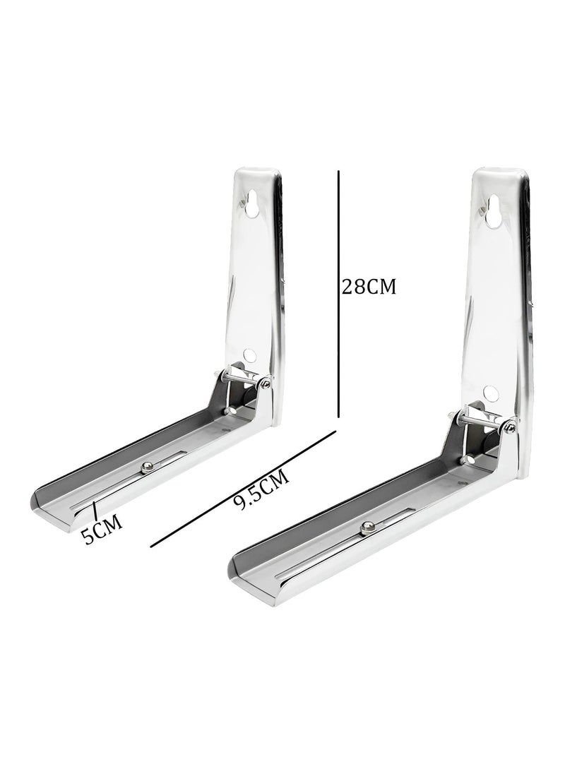 Syga SYGA Microwave Hanger Bracket Stainless Steel Microwave Oven Wall Mounted Folding Holder Rack Bracket - Silver  - Image 3