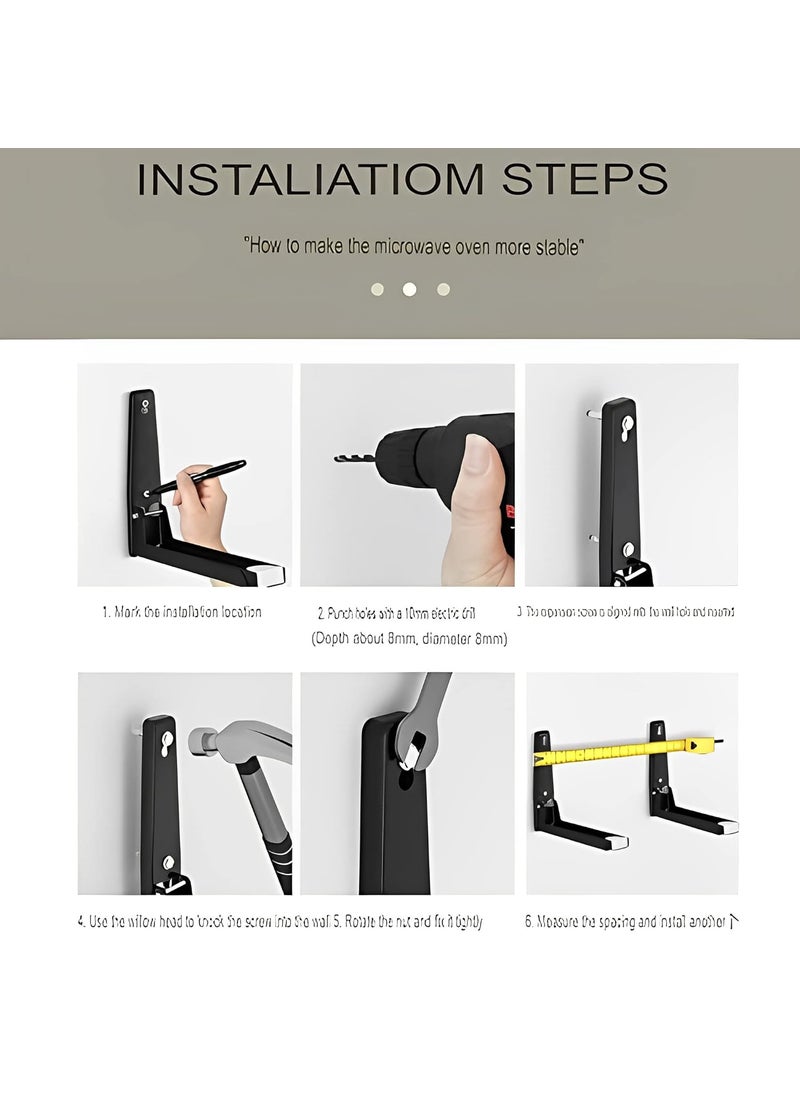 Syga SYGA Microwave Hanger Bracket Stainless Steel Microwave Oven Wall Mounted Folding Holder Rack Bracket - Silver  - Image 2
