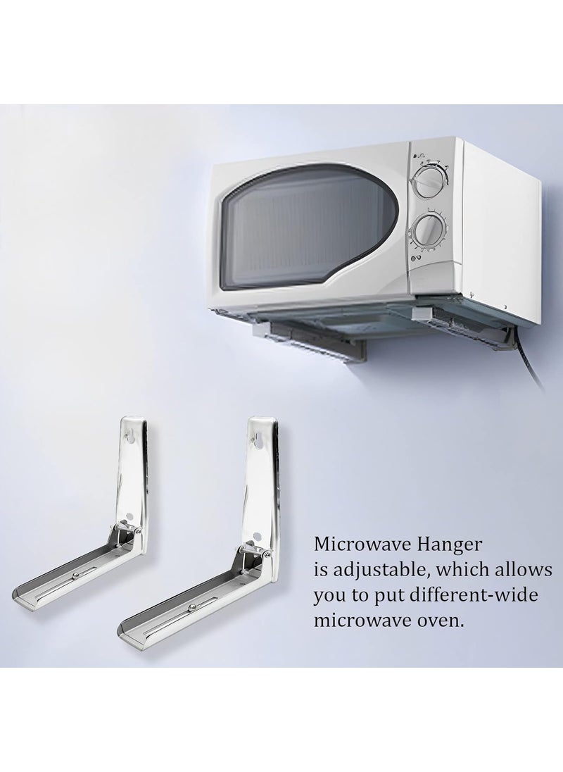 Syga SYGA Microwave Hanger Bracket Stainless Steel Microwave Oven Wall Mounted Folding Holder Rack Bracket - Silver  - Image 4