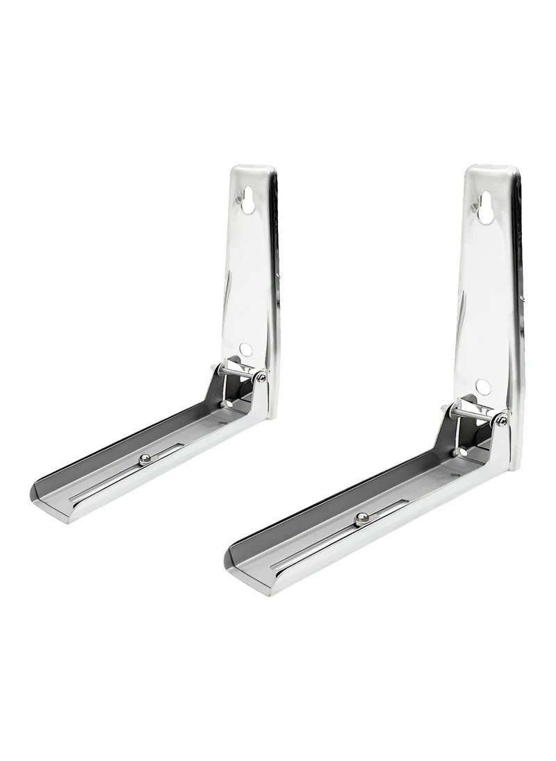 Syga SYGA Microwave Hanger Bracket Stainless Steel Microwave Oven Wall Mounted Folding Holder Rack Bracket - Silver  - Image 1