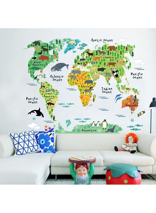 NIBEMINENT World Map Removable Wall Sticker Green/Blue 10X10cm - Image 1