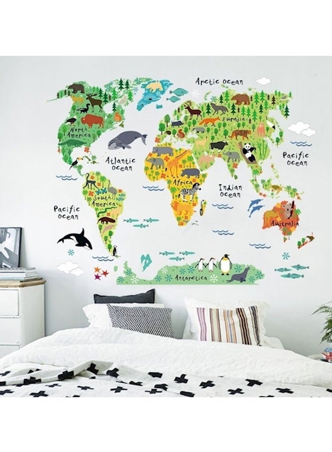NIBEMINENT World Map Removable Wall Sticker Green/Blue 10X10cm - Image 2