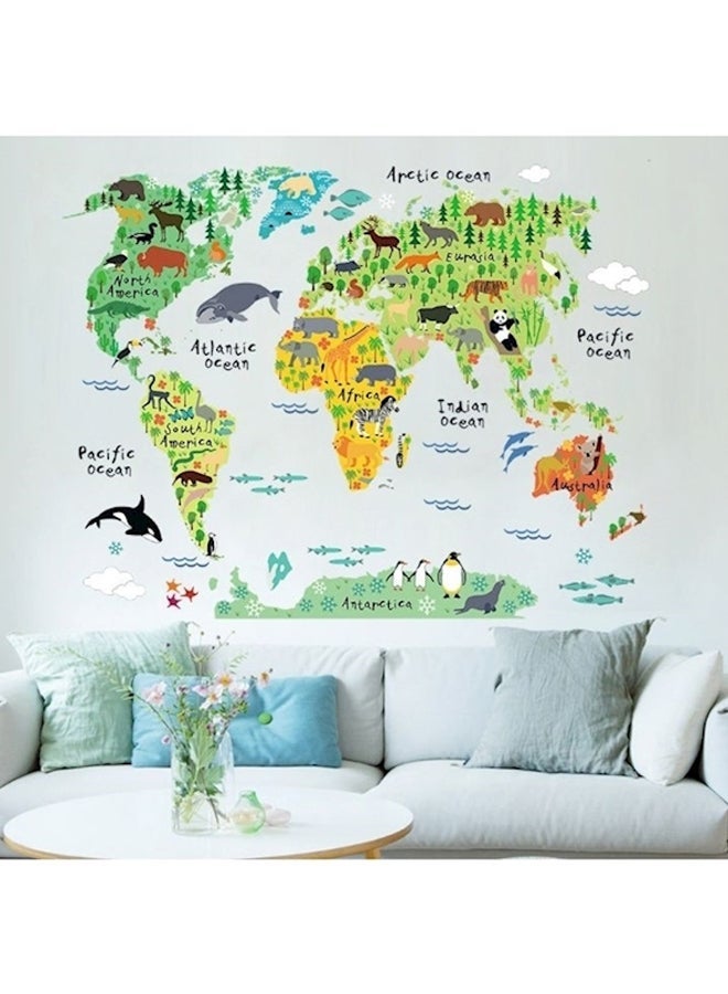 NIBEMINENT World Map Removable Wall Sticker Green/Blue 10X10cm - Image 3