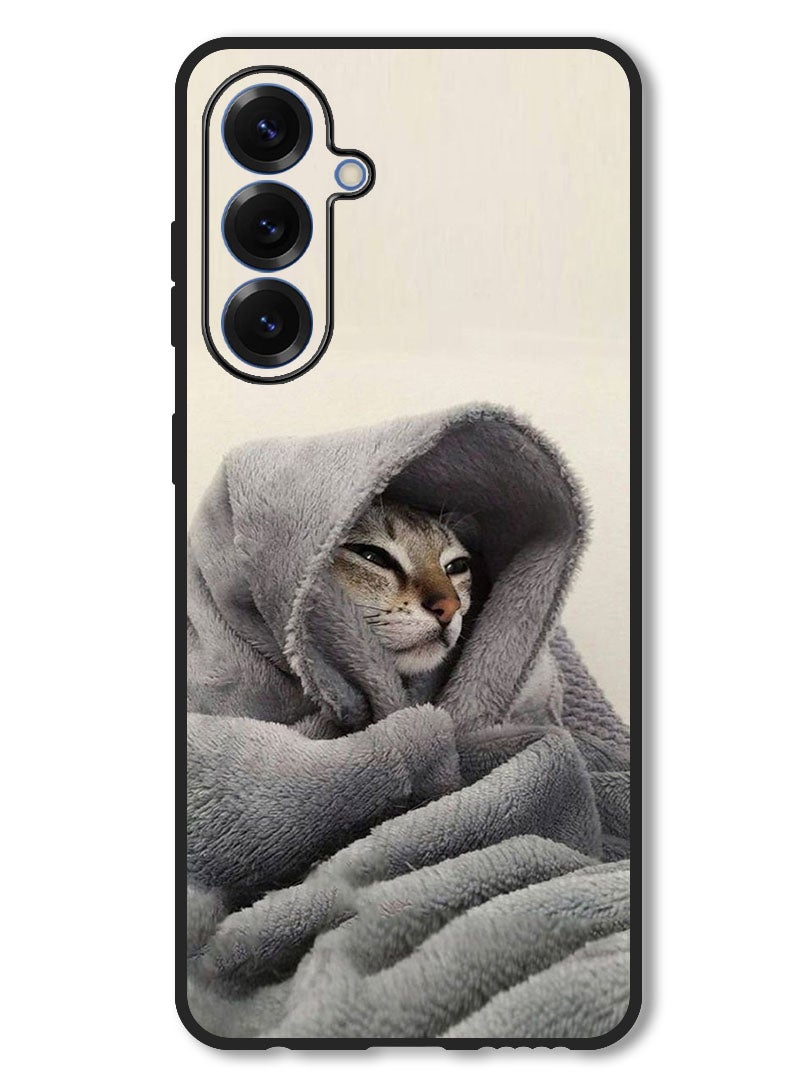 Theodor Case Compatible with Samsung Galaxy A56 Protection Shockproof Bumper Cover Cat in Blanket - Image 1