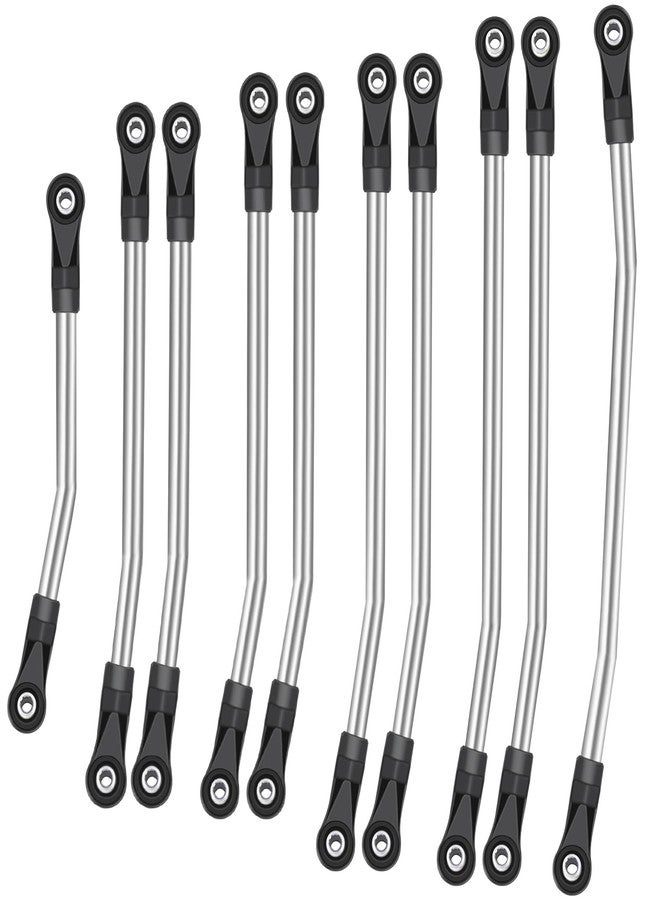 FACCNOY 313mm/324mm Metal Link Set Linkage Steering Rod with Nylon End Kit for 1/10 RC Crawler Car Compliable with Axial SCX10 SCX10II 90046 (324mm) - Image 1
