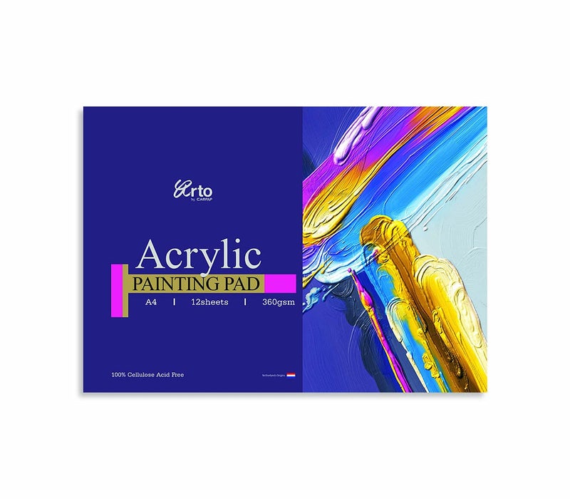 Campap Arto Crylic Painting Pad - 12 Sheets - Linen Canvas Texture, Acid Free, Netherlands Origin - 360 GSM - A4 Size - Image 1
