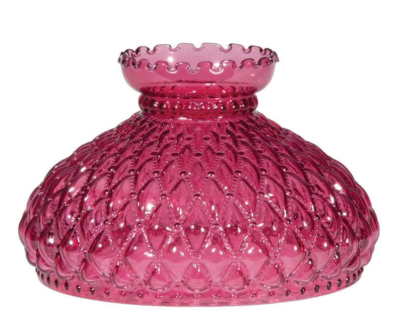 B&P Lamp BP Lamp Diamond Quilted Pattern Student Glass Shade with Crimped Top 10 Inches Cranberry 