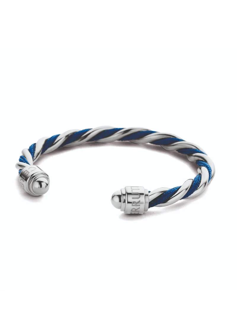 Giulia Twisted Cable Silver Blue Stainless Steel Bracelet For Women