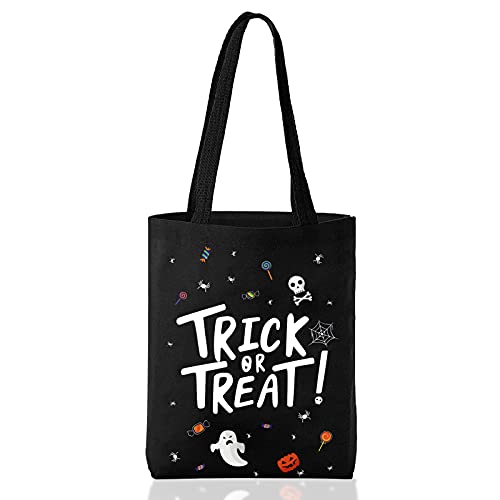 ATFUNSHOP Halloween Tote - 15.7'' Trick or Treat Canvas Bags, Reusable Large Grocery Bags for Kids - Image 1