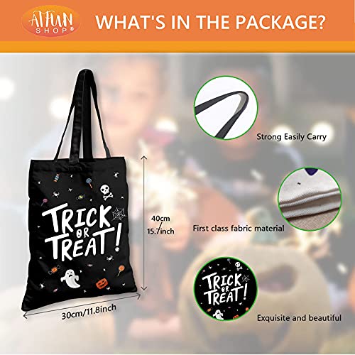 ATFUNSHOP Halloween Tote - 15.7'' Trick or Treat Canvas Bags, Reusable Large Grocery Bags for Kids - Image 5