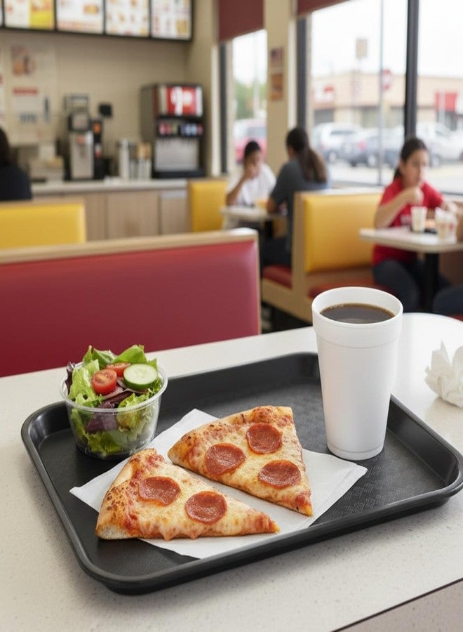 TrueCraftware- 10 1/2" X 13 5/8" Fast Food Tray Black Color Plastic Set of 12- for Café Standard Cafeteria/Fast Food Tray Restaurant Serving Trays Set for Coffee Table Kitchen Party Restaurants - Image 2